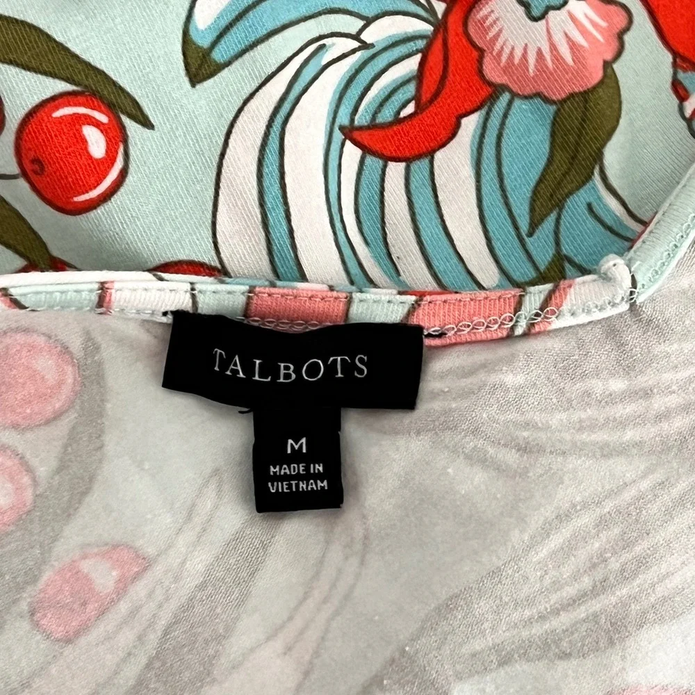 Talbots Coastal Tropical Parrot Floral Size M V-Neck A-Line Maxi Pullover Dress - Picture 9 of 11